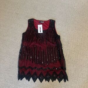 Pretty guide large red and black sequined tank new tank